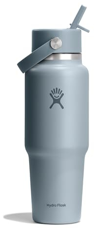 Hydro Flask – Wide Flex Straw Travel Bottle 946 ml (32 oz) | Edelstahl, auslaufsicher, passend für die meisten Getränkehalter – Kalt 24 Std. – Wide Mouth – Shale Gray