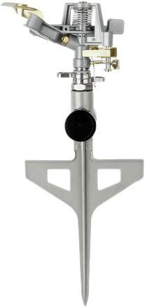 Sillar Arroseur de Jardin à Pulsion 360° avec Pique en Métal, Arroseur Pelouse Rotatif Sprinkler pour Arrosage Gazon, Asperseur pour Plantes, Fleurs et Légumes, Grande Surface jusqu'à 530m²