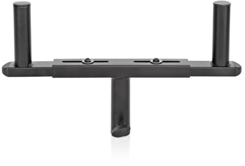 gear4music Adjustable Twin Speaker Crossbar Stand | Holds two speakers, adjustable 310-490mm, fits 35mm diameter stands, max load 18kg per speaker