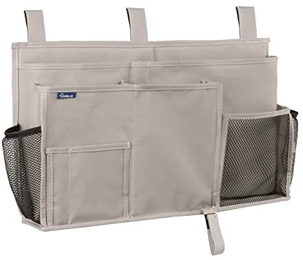 Surblue Bedside Caddy Hängebett Organizer Aufbewahrungstasche Tasche für Etagen-und Krankenhausbetten, College Wohnheim Zimmer Babybettgitter,Camp (8 Taschen),Grau