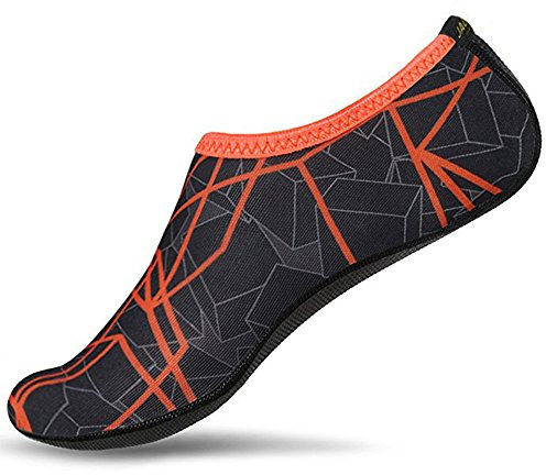 JACKSHIBO Herren Damen Barfuß Wasser Schuhe Unisex Aqua Shoes für Strand Schwimmen Surf Yoga, Erwachsene S=215-225MM, Dark Orange