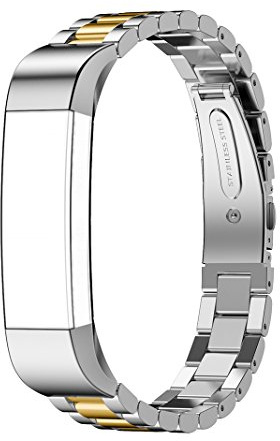 AISPORTS Compatible with Fitbit Alta Strap for Women Men, Fitbit Alta Strap Stainless Steel Metal Bracelet Solid Adjustable Sport Wristband Replacement Strap for Fitbit Alta/Alta HR Fitness Tracker