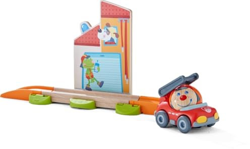HABA 303834 - Kullerbü – Themenset Feuerwehr-Einsatz , Motorikspielzeug von 2-8 Jahren , Tolles Zubehör für alle Kullerbü-Bahnen