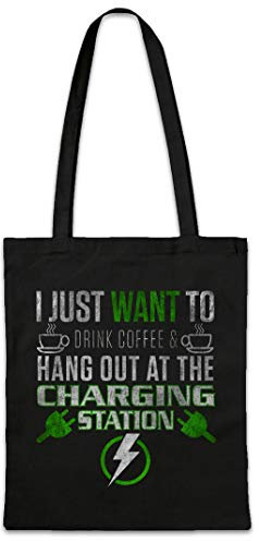 Urban Backwoods Hang Out At The Charging Station Hipster Bag Beutel Stofftasche Einkaufstasche