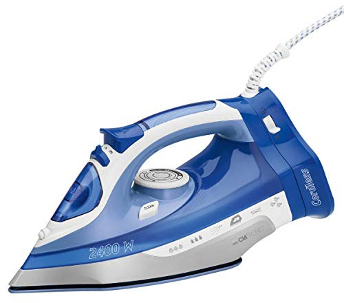 Clatronic® kabelloses Dampfbügeleisen mit Keramiksohle | 2400W | ohne Kabel | Bügeleisen mit Dampf | 350ml Tank | schnelle Aufheizzeit | Steam Iron | Bügeleisen Dampf | DB 3706