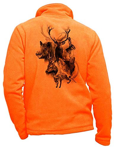 Veste Chasse Polaire Orange personnalisé cerf - vêtement Chasse Taille M
