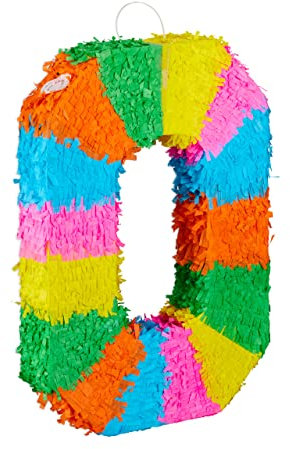 Relaxdays 10025189_912 Birthday Number Anzahl Pinata Geburtstag, Zahl 0, zum Aufhängen, Kinder & Erwachsene, Papier, zum selbst Befüllen, Piñata, bunt