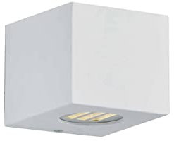 Reality Leuchten LED Außen Wandleuchte Cordoba R28222631, Kunststoff Weiß, inkl. 2x 2 Watt LED, Up und Down Beleuchtung mit Schablonen