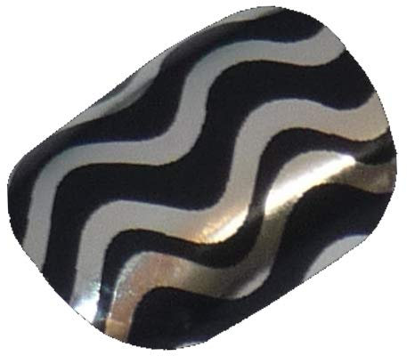 Chix Nails - Curvy Chrome Black Silver Nail Wraps Foils Decals Stickers