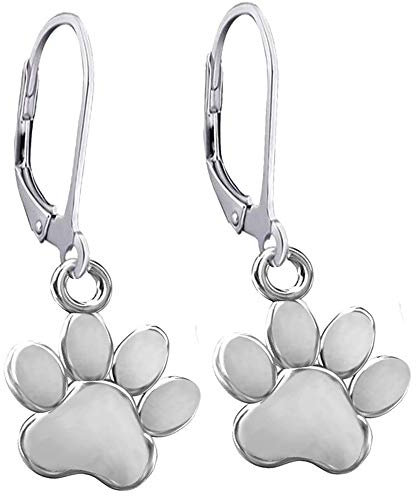 Kinder Brisur Pföte Pfötchen Ohrhänger Creolen 925 Echt Sterling Silber hängend Rosegold Gold Ohrringe Mädchen Damen (K489 Silber)