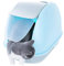 PYapron Hooded Cat Litter Bin Trash Can with Lid Super Self-Cleaning Trash Can with Garbage Shovel User-Friendly Handle Design for Easy Movement And Cleaning(56X39x42cm),Blue