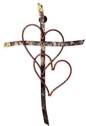 RELY+ Verschlungene Herzen, Wandkreuz, Metall, 33 x 22,9 cm, verschlungenes Herz, Eisen-Wandkreuz, Liebesherz, Geschenk für Erwachsene, Wohnzimmer, Dekoration, Schlafzimmer, Wanddekorationen