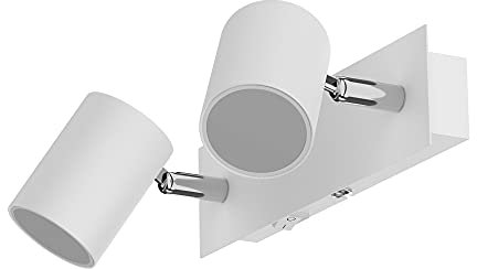 ledscom.de Wandspot WAIKA, zweiflammig, mit Schalter, weiß matt + GU10 LED Lampen 3-Stufen Dimmen: je max. je 500lm warmweiß