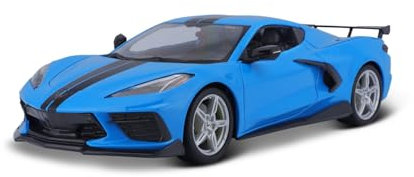 Maisto Chevrolet Corvette Stingray Coupe (2020): Modellauto im Maßstab 1:18, Kofferraum, Türen und Motorhaube beweglich, 26 cm, blau (531455)