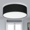 Depuley LED Deckenleuchte Rund, E27 Deckenlampe mit 2 Flammig, Moderne Stoffdeckenleuchte Schwarz, Textilschirm Bürodeckenleuchte für Schlafzimmer Wohnzimmer, Flur, Esszimmer, Küche (Ohne Glühbirne)
