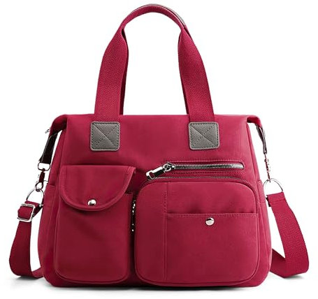 DIRRONA Umhängetasche Damen Groß – Handtaschen für Damen mit vielen Fächern, Shopper Tasche Damen, Stadttasche mit abnehmbarem Schultergurt – ideal für Uni, Arbeit, Reisen & Freizeit Burgunderrot