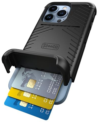 Scooch Schutzhülle für iPhone 13 Pro mit Kartenhalter, Wingmate Wallet Case mit verstecktem Kartenfach und RFID-Schutz für bis zu 4 Karten, 3 m Fallschutz, Schwarz