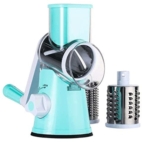 Cheese Grater Spin Cheese Grater 3in1 with Hand Guard+Storage Multifunctional Rotary Cheese Grater Removable Cheese Grater Shredder (Color : Green)