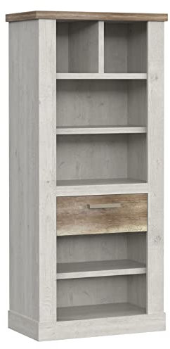 Newroom Regal Pinie Weiß Bücherregal Modern - 71,4x160,4x41,3 cm (BxHxT) - Standregal Schrank - [Bina.one] Wohnzimmer Wohnstube
