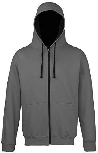 AWDis Just Hoods JH053 Unisex Varsity Zoodie - Charcoal/Jet Black - XL