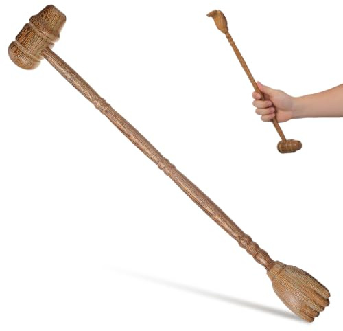 Healvian Rückenkratzer aus Holz,Massage Rücken mit Massagehammer,43,5cm | Rückenkratzer Holz Lang für Schwer Erreichbare Stellen, Kratzhand und Klopfkopf, für Zuhause, Büro oder Senioren