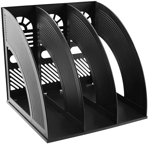 Porte-revues de Bureau 3 Compartiments Support Boite de Rangement Plastique Etagère Module de Rangement DIY Organisateur de Papiers Magazines Dossies Livres Cahiers Panier de Stockage Fichier Bureau