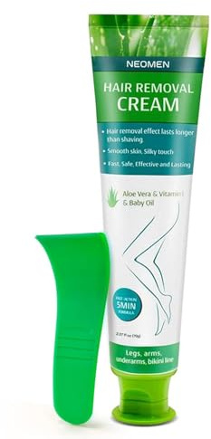 Hair Removal Cream for Men & Women: Painless Depilatory for Sensitive Skin & Intimate Areas, Moisturizing with Aloe Vera & Vitamin E, Safe for Face, Underarms, Bikini, Arms (2.37 Fl Oz (Pack of 1))