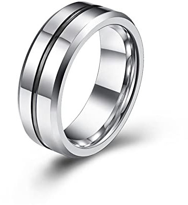 Gualiy Eheringe Freundschaftsringe, Wolfram Ring Männer 8 MM Bänder Ringmittellinie Abgeschrägte Kanten Größe 57 (18.1)