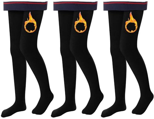 L&K-II Thermostrumpfhose Mädchen Kinderstrumpfhose mit Innenfutter Winter warm blickdichte Kuschel seamless Treggings hoch Bund Tight Mehrfarbig 4611