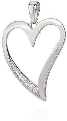 NKlaus Kettenanhänger Herz 925 Silber anlaufgeschützt 21x20mm Amulett Zirkonia weiß