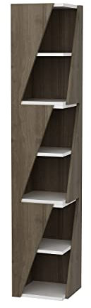 DECOROTIKA - Arrow 6-tier Unique Design Corner Bookcase Bookshelf Shelving Unit (Walnut Pattern and Black)