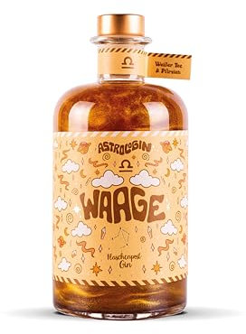 AstroloGin® - Für jedes Sternzeichen | Farbiger Glitzer Gin mit Weißer Tee & Pfirsich | Premium Gin aus Deutschland | 41% Vol (1 x 0,5l) (Waage)