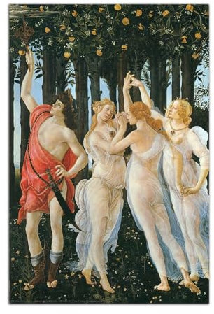 Sandro Botticelli Frühling Kunst Malerei Poster Vintage Renaissance Ölgemälde Kunstdruck Leinwand Wandkunst Bild Moderne Home Schlafzimmer Decor (30x45cm-Kein Rahmen)