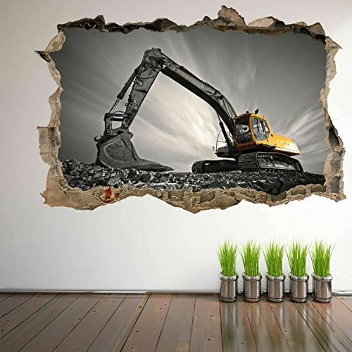 Wandaufkleber Bagger Baumaschinen Maschine Wandkunst Aufkleber Wandtattoo Kinder 55x80cm