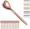 Berglander Roségold Suppenlöffel 12 Stück, Titanverkupferung Edelstahl Moderner Tafellöffel, Menülöffel, ideal für Zuhause, Toilettenzimmer, Hotel, Hochzeit und Party, spülmaschinenfest