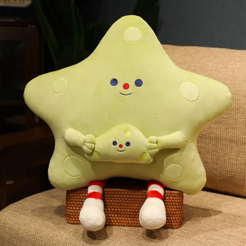 Herfair Kuschelkissen Butter-Käse-Stern-Kissen Kinder Sternkissen, Weiche Flauschige Sternform Zierkissen Sofakissen, Plüsch Kissen Dekokissen für Kinderzimmer Schlafzimmer Deko (Matcha)