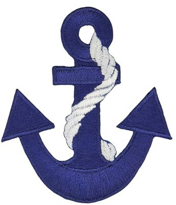 Anker Blau Aufnäher zum aufbügeln oder aufnähen Bügelbild Aufbügler für Kleidung gestickter Bügelpatch Applikation Rockabilly Seefahrt Patch Größe 5,8 x 6,6 cm