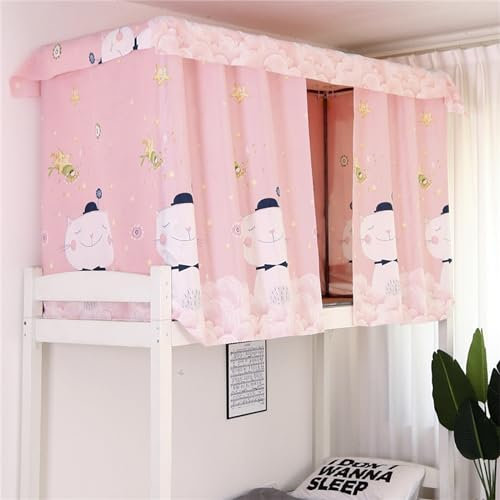Treer Bettvorhang Hochbett Etagenbett, Blackout Vorhänge Staubdicht Betthimmel Hochbett Etagenbett Kinder Bettzelt Schlafsaal Bettvorhänge für Kinderzimmer (1.2x2M,Sternenkatze)