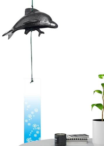 Uozonit Delphin-Windspiele, Windspiele für draußen, einzigartig - Windglocke aus Gusseisen für draußen - Gedenk-Windspiel-Dekoration, Delfin-Liebhaber-Geschenk für Frauen, Mama, Oma