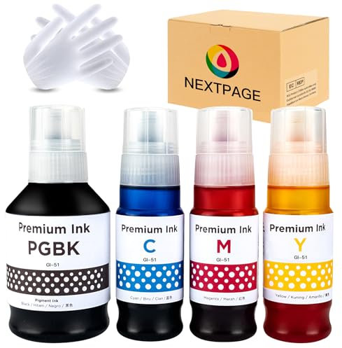 Nextpage GI-51 GI51 Tinte kompatibel für Canon GI-51 für Canon PIXMA G1520 G1530 G2520 G2560 G2570 G3520 G3560 G3570 G3571 G3572 G4570 (4 Packs, Schwarz Cyan Magenta Gelb)