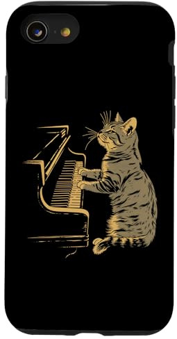 Klavier Katze Lustige Klassische Musik Noten Orchester Pianist Hülle für iPhone SE (2020) / 7 / 8