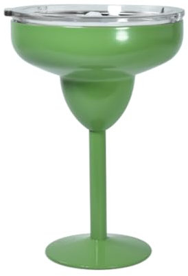 AGH life Stainless Steel Margarita Tumbler with Lid, 295ml Insulated Martini Glasses, Double Wall Insulated Cocktail Tumbler Wine Glasses for Party, Vacation, Pool, Beach (Green)