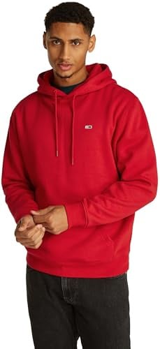 Tommy Jeans Herren Hoodie Regular Fit Flag Fleece mit Kapuze, Rot (Red Hot), XS