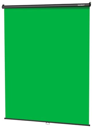 RAUBAY Einziehbarer, herunterziehbarer Greenscreen – 152 x 220 cm zusammenklappbarer Wandhintergrund für professionelle Videoproduktion, Chroma-Key-Hintergrund für YouTube, TikTok, Streaming