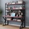 LAMEDOAT Computertisch mit Ablagefächern und Stecktafel, Massivholz-Schreibtisch, großer Arbeitstisch, moderner Home-Office-Schreibtisch (31 B x 69 H x 23,6 T, Rosa und Schwarz)
