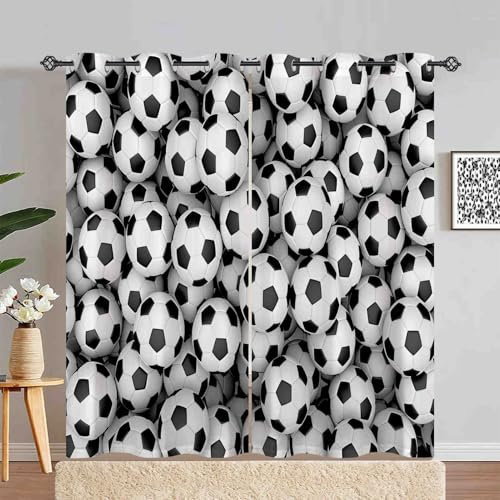 ANHOPE Sport Thema Fußball Blickdichte Gardinen mit Ösen Thermo Vorhänge Blackout Curtain Kinder Jungen Mädchen Verdunklungsvorhänge Wohnzimmer Schlafzimmer Vorhang 2er Set H 220 x B 140 cm
