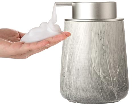 Enra Schaumseifenspender aus Keramik, 340 ml, grauer Schaumseifenspender, Badezimmer, handbefüllbar, Spülseifenspender für Badezimmer, Küche, mit leicht zu drückender Pumpe (grauer Schaumstoff-Typ)