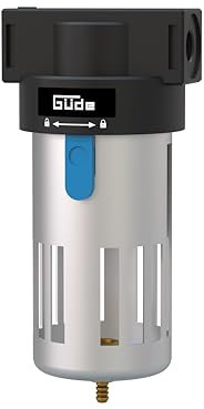 Güde Filtro separatore acqua 1/4 (filettatura di collegamento IG 1/4, massima pressione di esercizio 10 bar, per montaggio su compressori/tubi dell'aria compressa, con valvola di scarico)