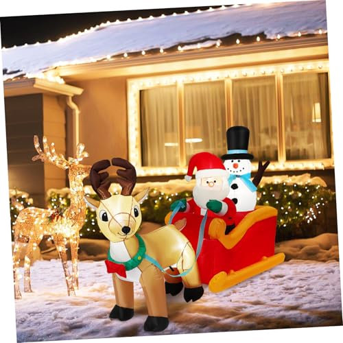 Yardwe Aufblasbare Weihnachtsdekoration Großer Santa Claus Mit Rentiere Und Leuchtende Outdoor-deko Für Garten Und Festlichkeiten Und Einfach Aufzubauen