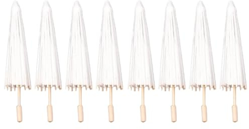 Qezodsx 8 Stück Papier-Sonnenschirme für Hochzeiten, Geschenke, 40 cm, Bambus-Schirme für Tischdekorationen bei Brautpartys, Foto-Requisiten